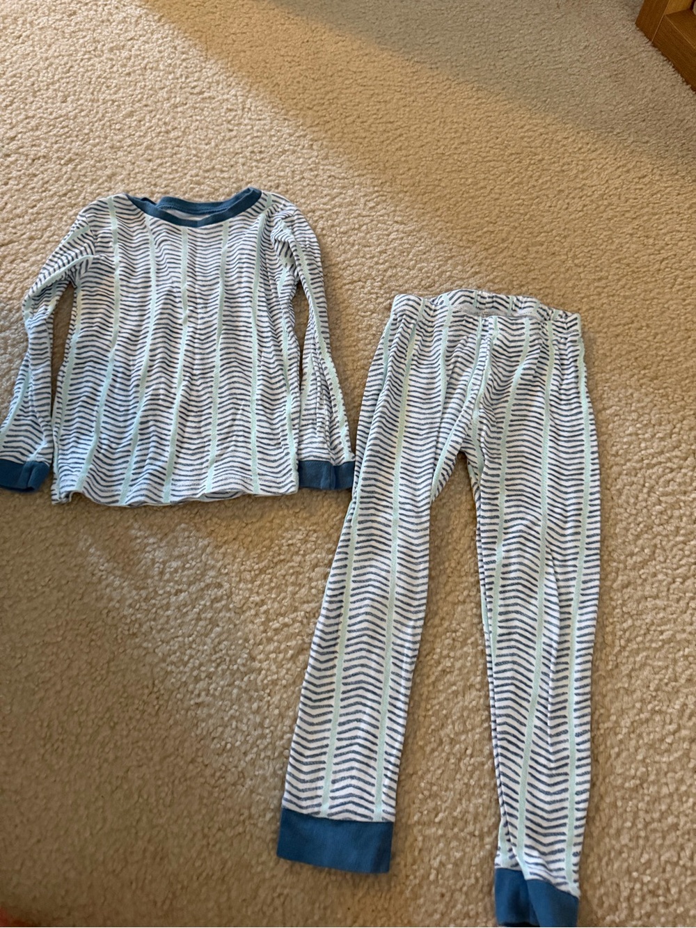 Burt's Bees White and Blue Striped Kids Pajama Set